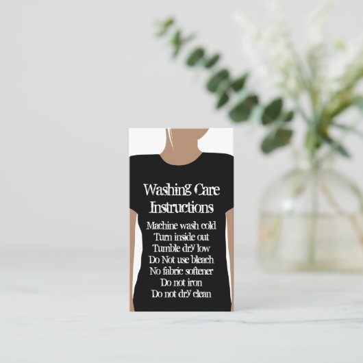 黒と白のシャツのお手入れ方法 洗濯の仕方 名刺 (スタンド正面)