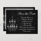 黒と白のシャンデリア日付を保存 案内ポストカード (正面/裏面)