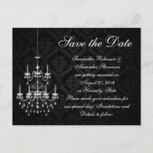 黒と白のシャンデリア日付を保存 案内ポストカード (正面)