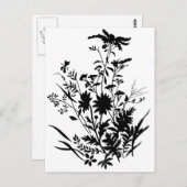 黒と白のシルエットフローラ...ポストカード ポストカード (正面/裏面)