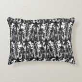 黒と白のシルエット効果のヤシの木 アクセントクッション (正面)