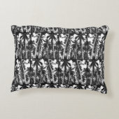 黒と白のシルエット効果のヤシの木 アクセントクッション (裏面)