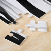 黒と白のシルエット林と小さな紫 ジグソーパズル (側面)