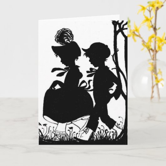 黒と白のシルコートの子供のグリーティングカード カード (黄色い花)