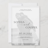 黒と白のシンプルオーバーレイ結婚写真 招待状 (正面)