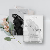 黒と白のシンプルオーバーレイ結婚写真 招待状