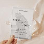 黒と白のシンプルオーバーレイ結婚写真 招待状