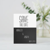 黒と白のシンプルシック日付はがきを保存 案内ポストカード (スタンド正面)