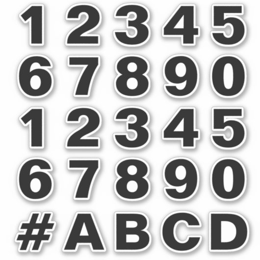 黒と白のシールの数字のシート シール (正面)