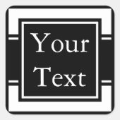 黒と白のシールまたはラベルとカスタム文字 スクエアシール (正面)
