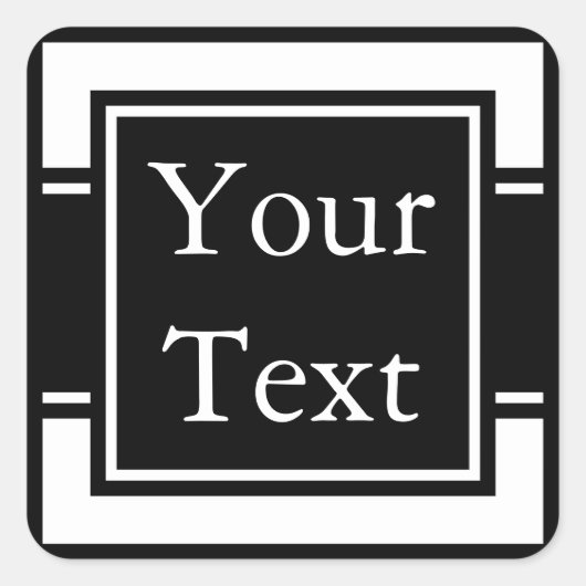 黒と白のシールまたはラベルとカスタム文字 スクエアシール (正面)