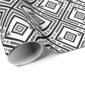 黒と白のジオメトリの雪片 ラッピングペーパー (ロールコーナー)