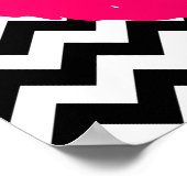 黒と白のジグザグに明るいピンクの唇 ポスター (角)