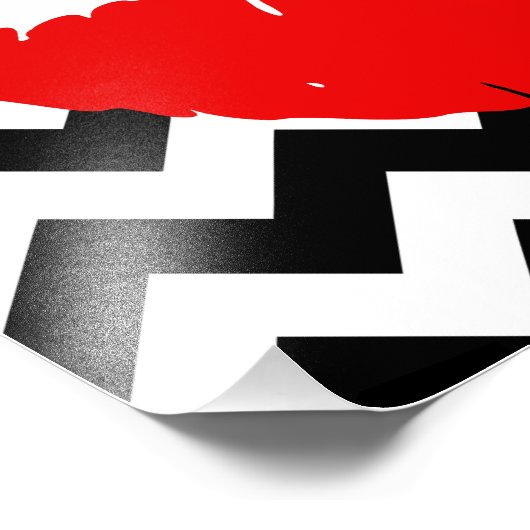 黒と白のジグザグに赤い唇 フォトプリント            (角)