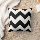 黒と白のジグザグのシボロン枕 クッション (ブランケット)