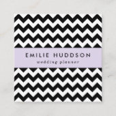 黒と白のジグザグパターン、山形パターン スクエア名刺 (正面)