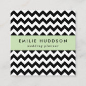 黒と白のジグザグパターン、山形パターン スクエア名刺 (正面)