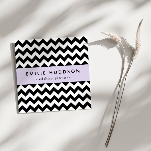 黒と白のジグザグパターン、山形パターン スクエア名刺