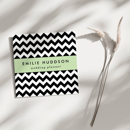 黒と白のジグザグパターン、山形パターン スクエア名刺