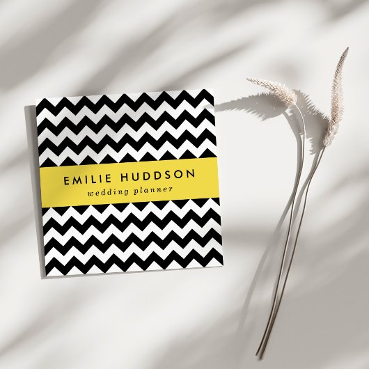 黒と白のジグザグパターン、山形パターン スクエア名刺