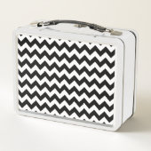 黒と白のジグザグパターン、山形パターン メタルランチボックス (裏面)