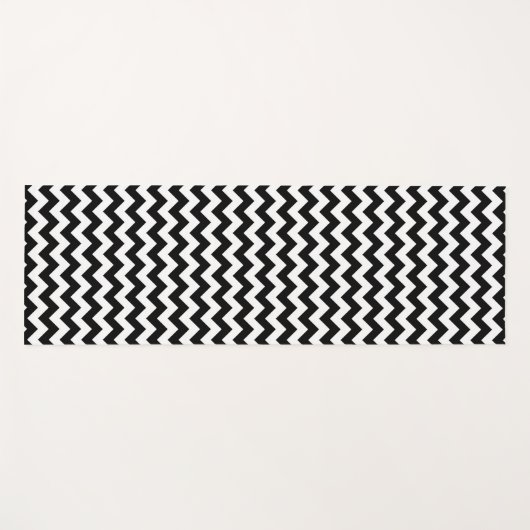 黒と白のジグザグパターン、山形パターン ヨガマット (正面(横))