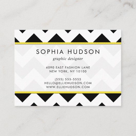 黒と白のジグザグパターン、山形パターン 名刺 (裏面)