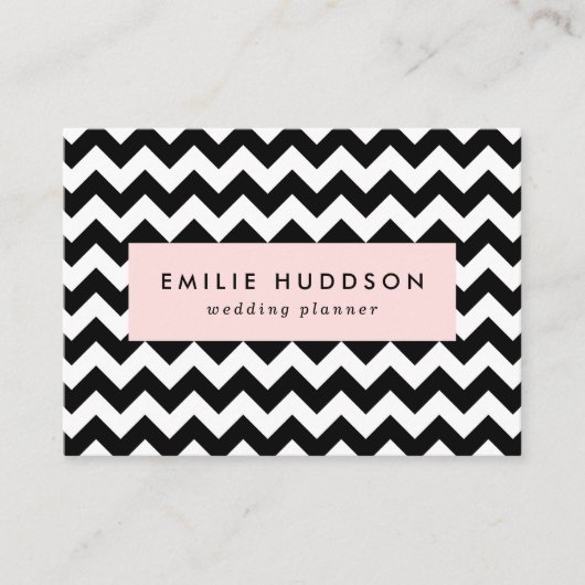 黒と白のジグザグパターン、山形パターン 名刺 (正面)