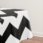 黒と白のジグザグパターン、山形、緑 テーブルクロス (インサイチュ)