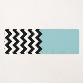 黒と白のジグザグパターン、山形、青 ヨガマット (正面(横))