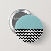 黒と白のジグザグパターン、山形、青 缶バッジ (正面&裏面)