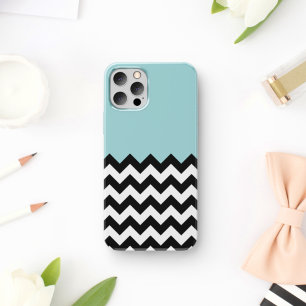 黒と白のジグザグパターン、山形、青 iPhone 11 ケース