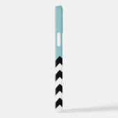 黒と白のジグザグパターン、山形、青 iPhoneケース (右側面)