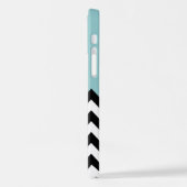 黒と白のジグザグパターン、山形、青 iPhoneケース (左側面)