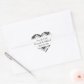 黒と白のジグザグ柄、Save The Date ハートシール (封筒)