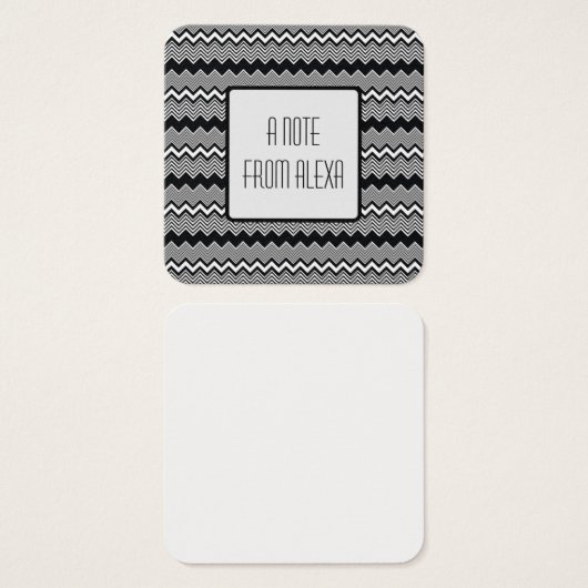 黒と白のジグザグ模様のメッセージノート (正面&裏面)