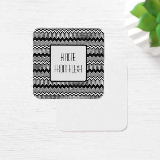 黒と白のジグザグ模様のメッセージノート (デスク)