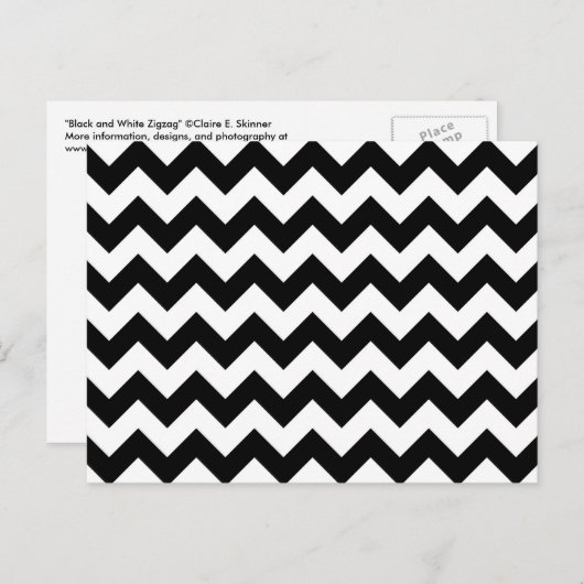 黒と白のジグザグ ポストカード (正面/裏面)