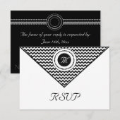 黒と白のジグザグRSVP 出欠カード (正面/裏面)