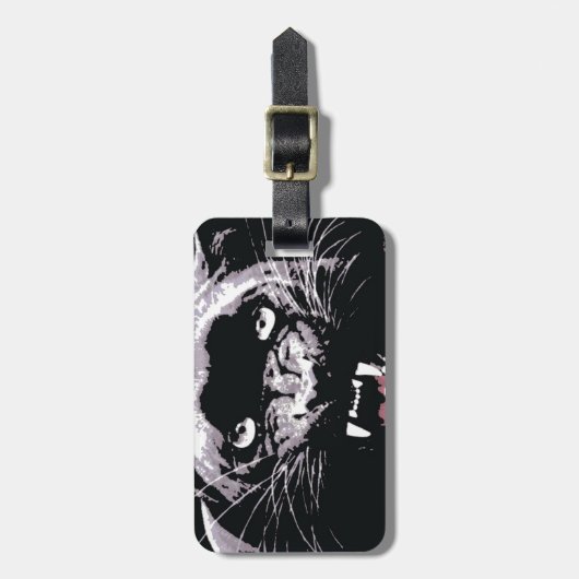 黒と白のジャガーアイズ ラゲッジタグ (正面縦)