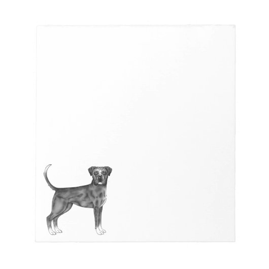 黒と白のジャーマン・ボクサー犬のイラスト ノートパッド (正面)