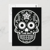 黒と白のスカル 星 ポストカード (正面/裏面)