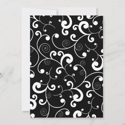 黒と白のスクロール結婚式招待状 招待状 (裏面)