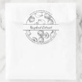 黒と白のスケッチのヘーゼルナット抽出ラベル ラウンドシール (バッグ)