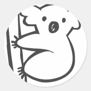 黒と白のスケッチを描いた木の中の若いコアラ ラウンドシール