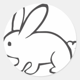黒と白のスケッチを描いた若いウサギ ラウンドシール
