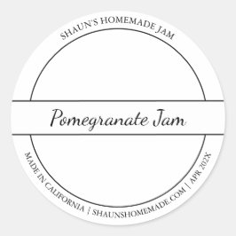 黒と白のスケッチザクロのジャムラベル ラウンドシール