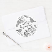 黒と白のスケッチパイナップルジャムラベル ラウンドシール (封筒)