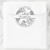 黒と白のスケッチパイナップルジャムラベル ラウンドシール (バッグ)