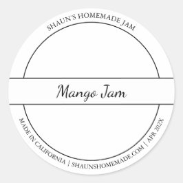 黒と白のスケッチマンゴージャムラベル ラウンドシール